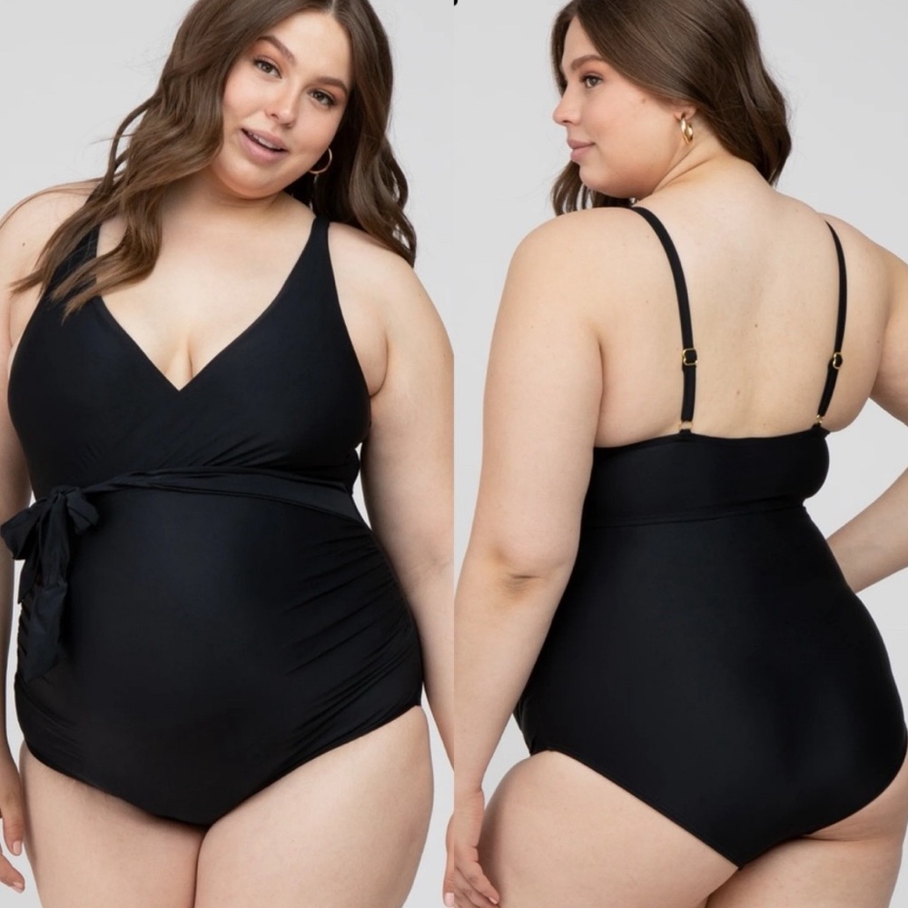 NWT Pinkblush | Black Waist Tie Maternity Plus One-Piece Swimsuit